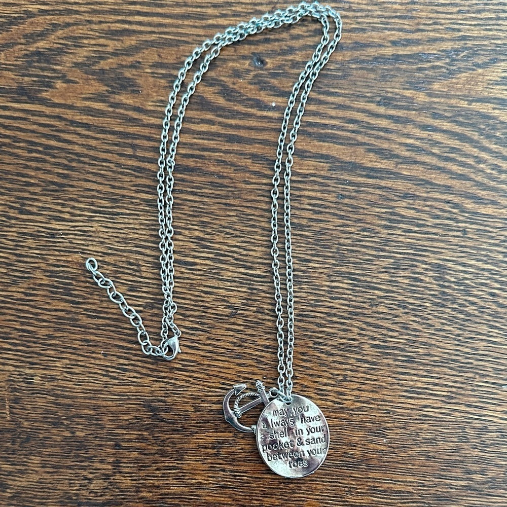 PENDANT NECKLACE Silver Plated  25” Whimsical Nautical Friendship Boho Ocean EUC